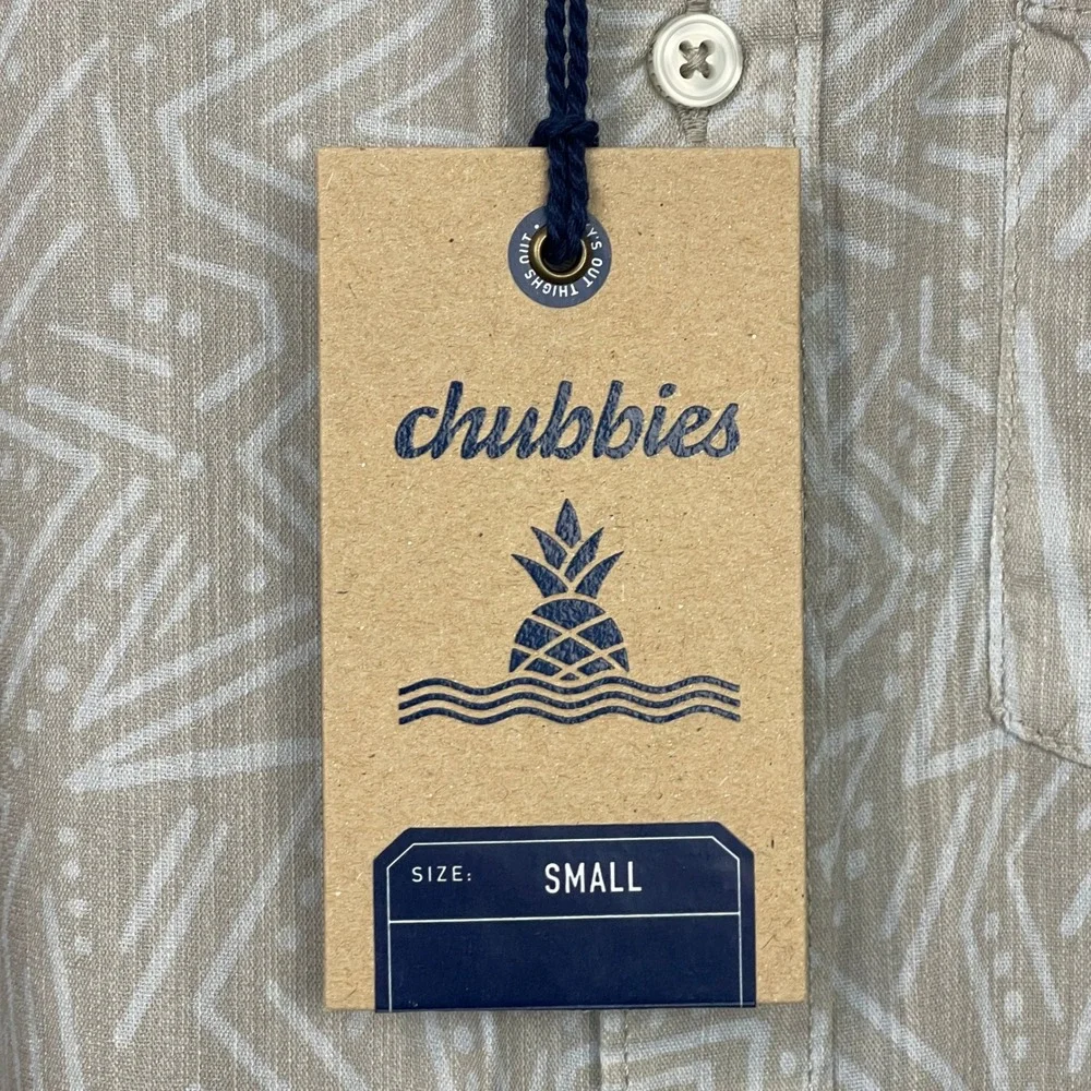 NEW Chubbies The No Such Thing Resort Weave Friday Shirt Mens S Khaki Aloha